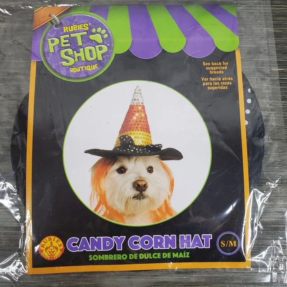 NEW - Rubies Pet Shop S/M Boutique Dog Candy Corn Hat WIG Dog Costume Halloween